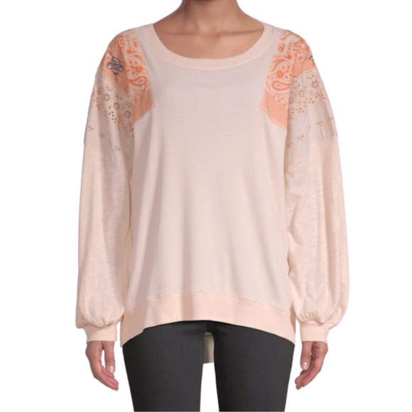 We The Free Tops - Free People We The Free People Feelin' It Alabaster Patchwork Quilt Top Size XS